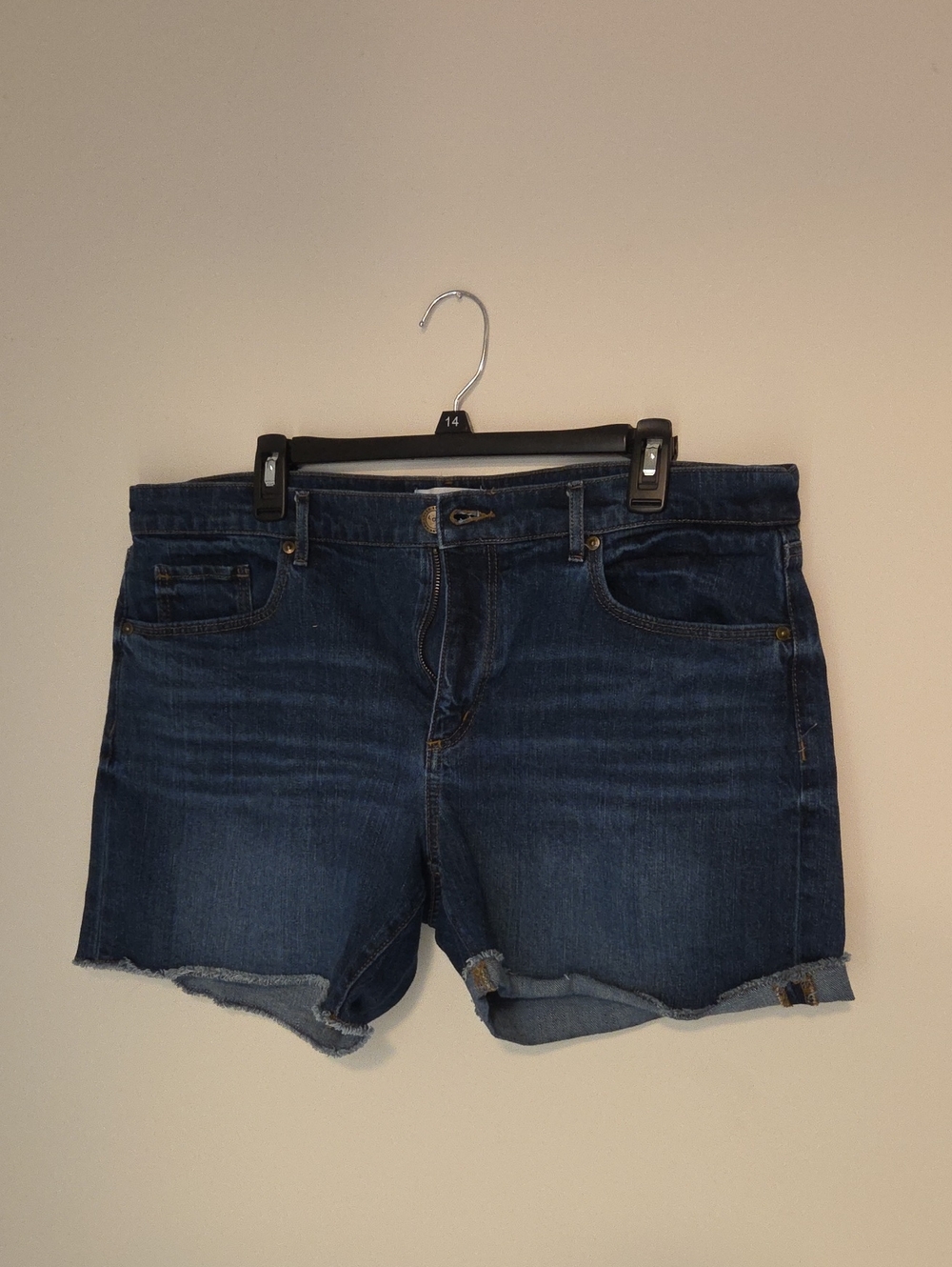 LOFT Dark Blue Denim Rolled Hem Shorts